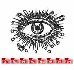 Evil Eye Embroidery Design, Mystic All Seeing Eye Machine File