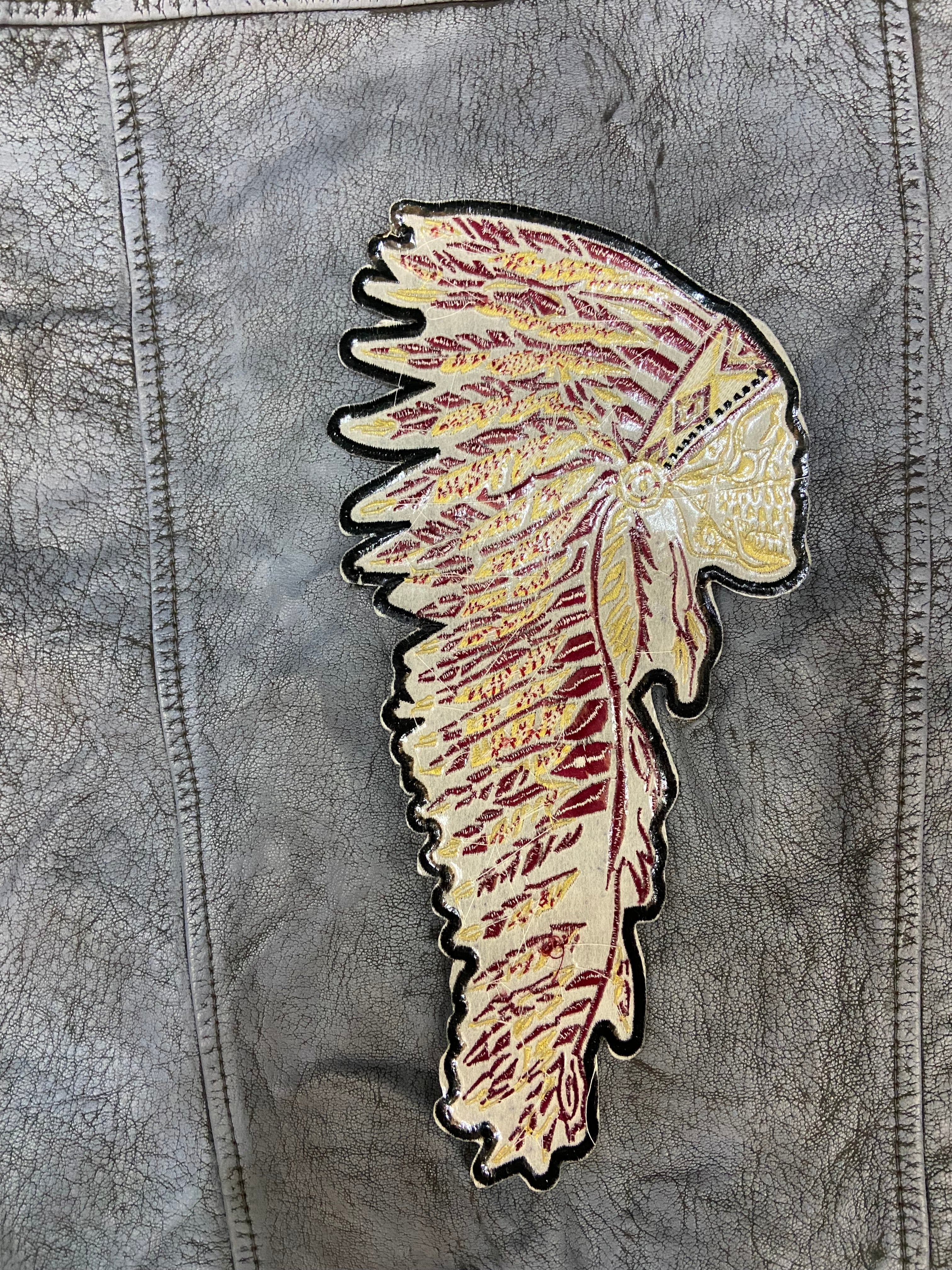 Indiana Headdress Patch: Embrace the spirit of the chief. Detailed embroidered Native American headdress for jackets