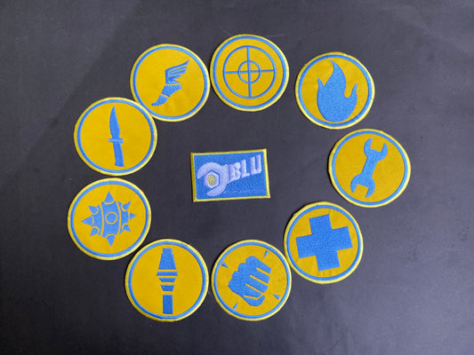 Team Fortress 2 BLU Uniform Set Patches Embroidery Iron On Sew Badge DIY Prop Costume TF2 Pyro Soldier Spy Scout Medic Engineer Heavy Sniper