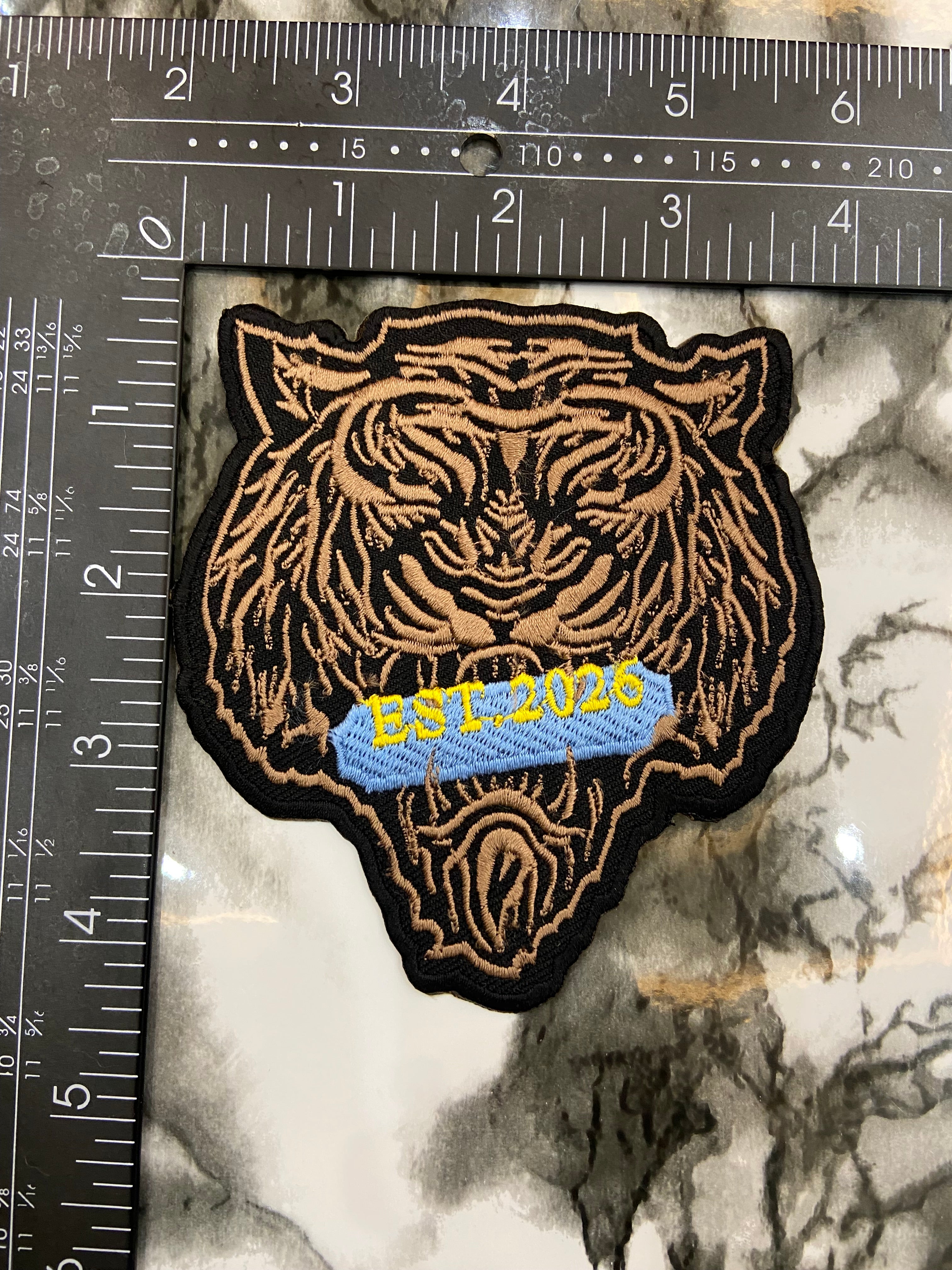 Bengal Tiger Head Embroidered Patch – EST 2026 Spirit Animal Mascot Badge