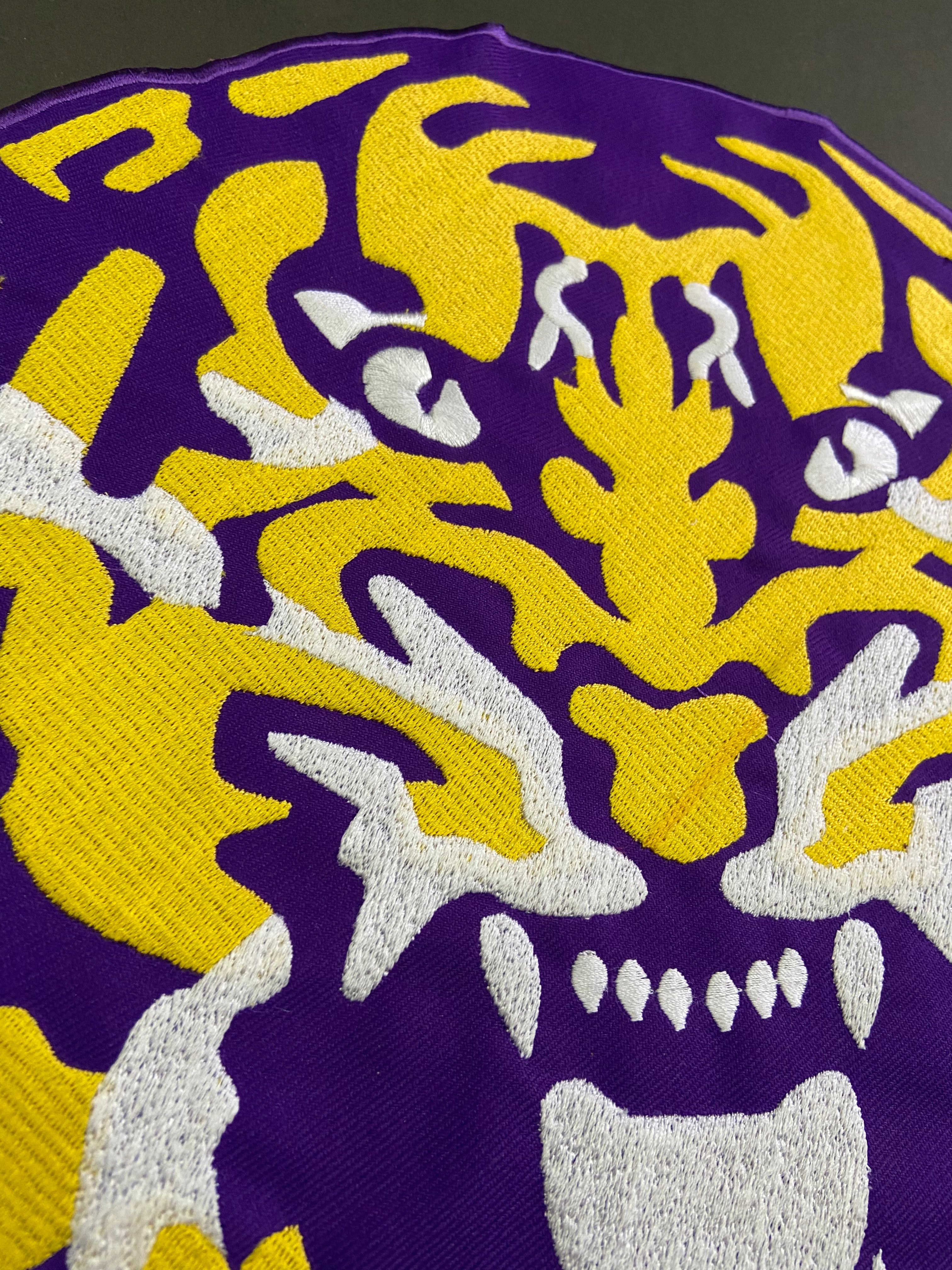 LSU Tigers Purple and Gold Patch Collection | Large Back Patch, Mini Tiger, Tiger Paw Print, Metallic Gold SEC Patch | Iron On Sew On