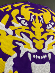 LSU Tigers Purple and Gold Patch Collection | Large Back Patch, Mini Tiger, Tiger Paw Print, Metallic Gold SEC Patch | Iron On Sew On