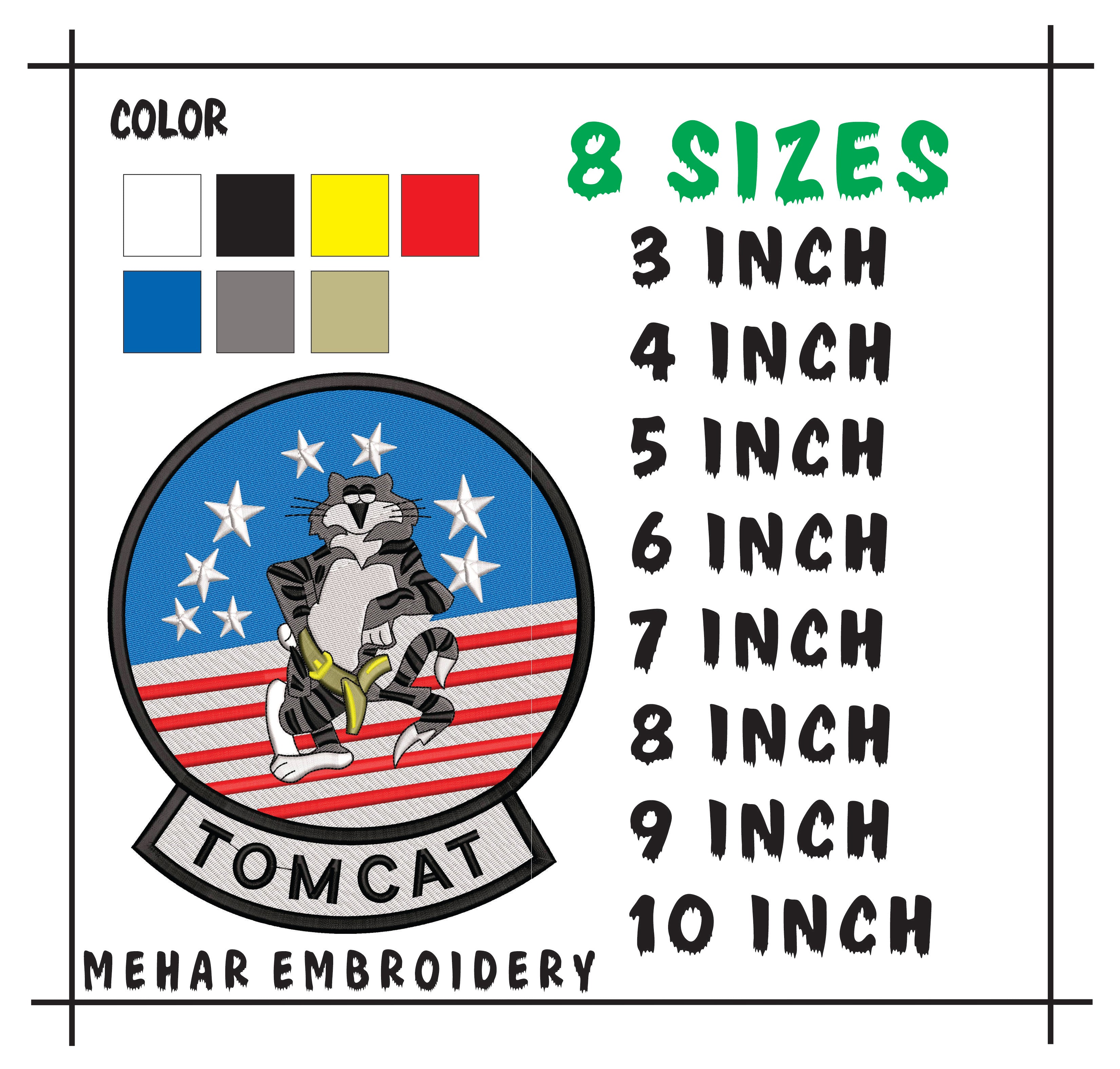 F-14 Tomcat Embroidery Design, Military Fighter Jet Digital File, Pilot Gift