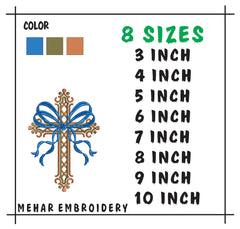 Christian Easter Cross Embroidery: Spring Flower Crucifix Design for Machine Stitching and Sublimation.