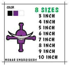 Purple Jolly Roger Embroidery Design - Pirate Skull Machine File - 8 Sizes 8 Formats