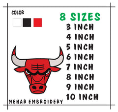 Angry Bull Head Machine Embroidery Design, Red Bull Mascot Logo, Sports Team Emblem Embroidery File, 8 Sizes