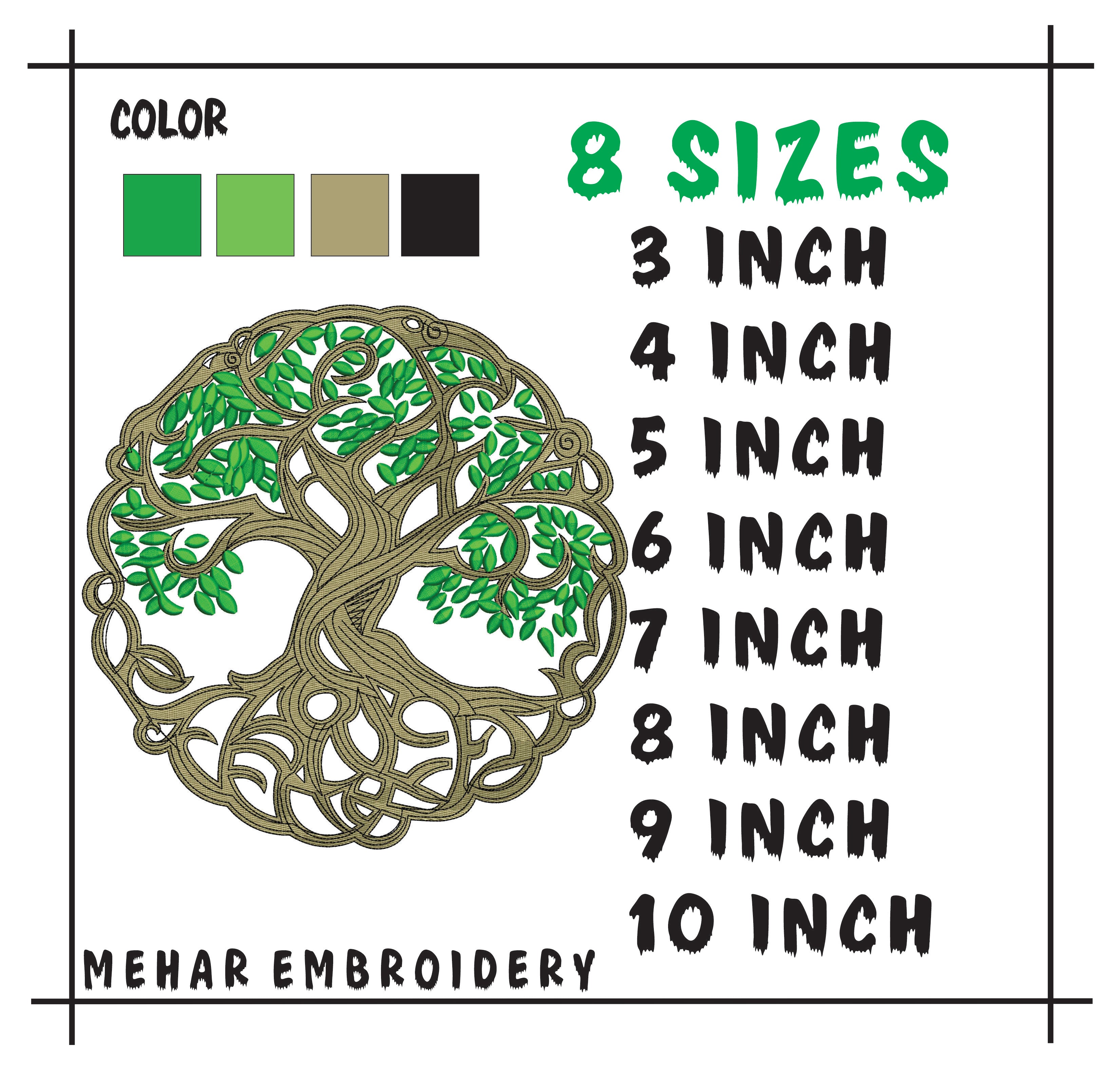 Celtic Tree of Life Embroidery Design – Yggdrasil Machine File (8 Sizes, 8 Formats)