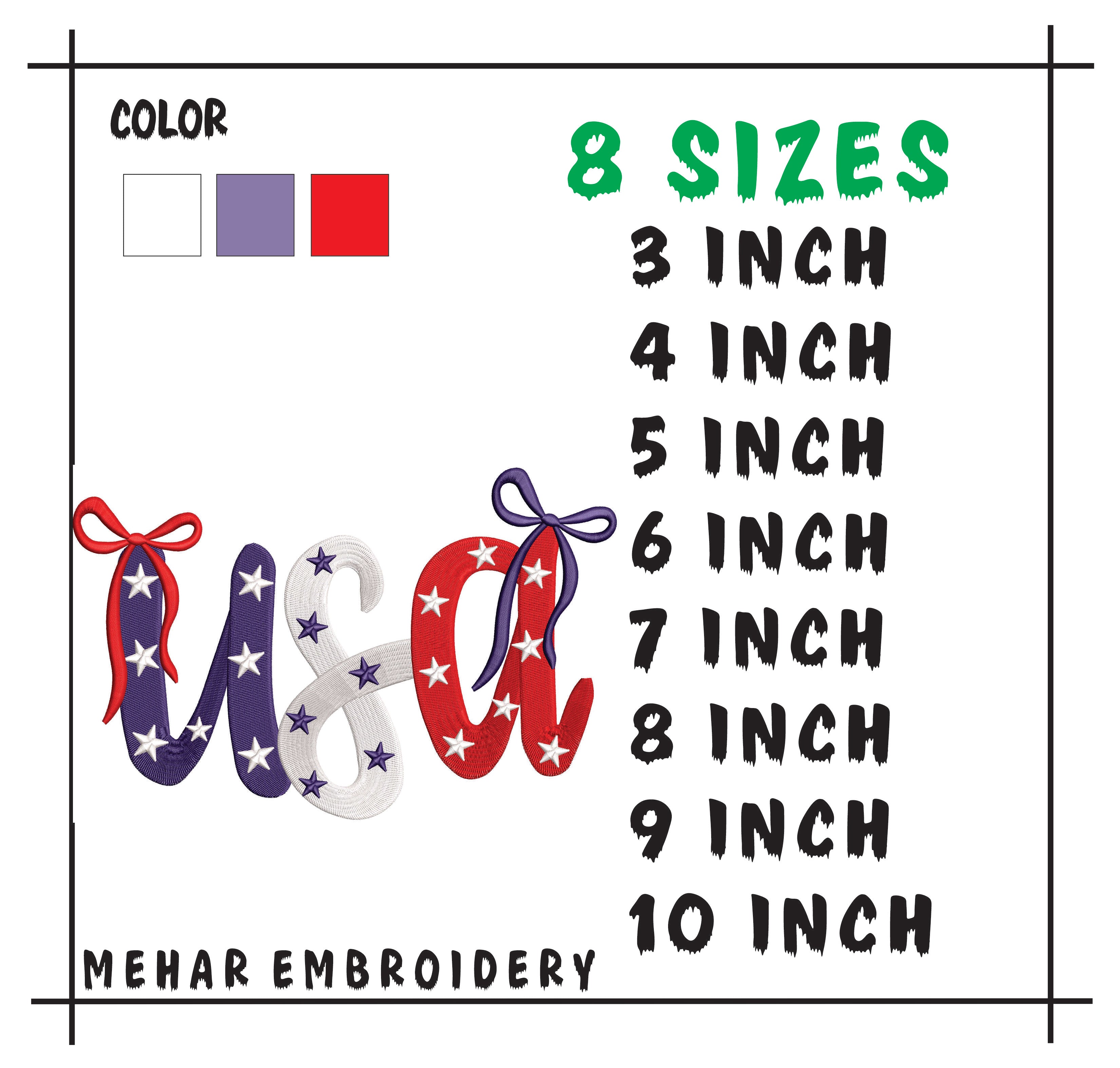 Coquette USA Embroidery Design - 4th of July Machine Embroidery File - Patriotic Bow Digital Download