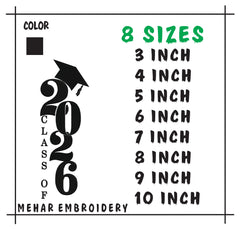 Class of 2026 Graduation Embroidery Design, Senior 2026 Machine Embroidery File