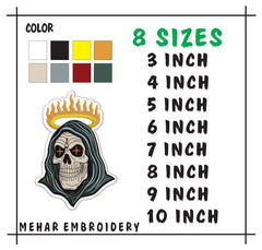 Grim Reaper Embroidery Design, Skeleton Scythe Gothic Pattern (Instant Download)