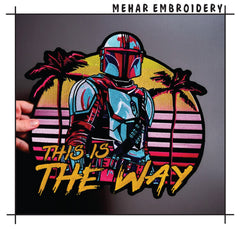 Retro Mandalorian Embroidery Design - This Is The Way Synthwave Digital File
