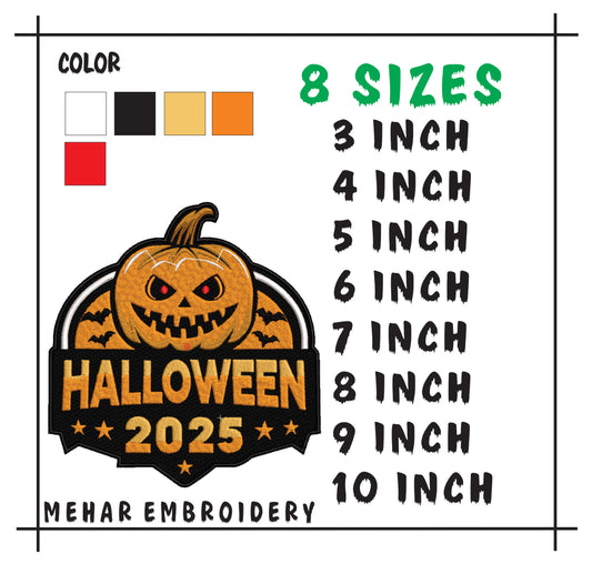 Halloween 2025 Embroidery Design, Jack O' Lantern Digital File