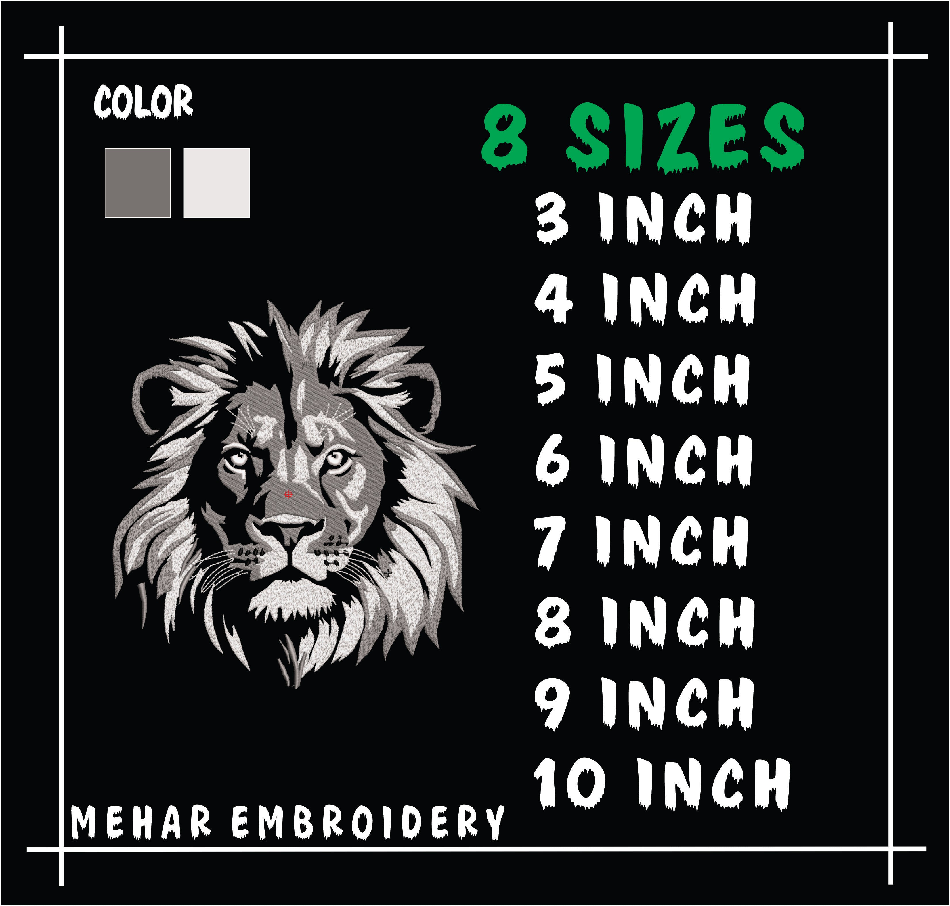 Majestic Lion Head Embroidery Design, Wild Animal King Digital File