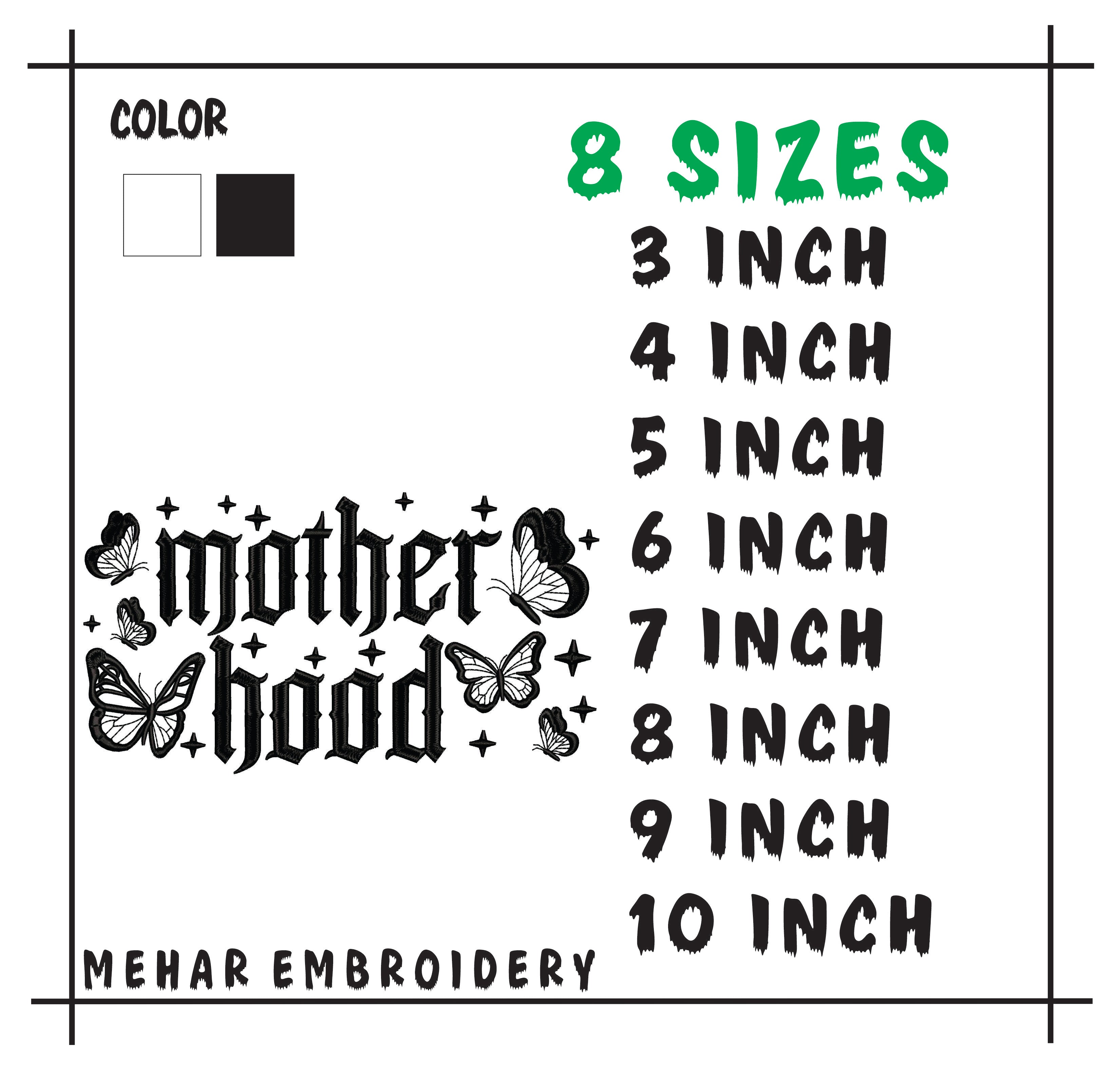 Motherhood Embroidery Design | Gothic Butterflies, Stars Machine File (Digital Download)