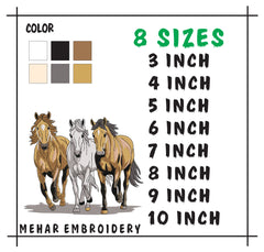 Three Horses Running Design | Wild Horse Machine Embroidery | Galloping Stallions File | Nature & Animal Embroidery