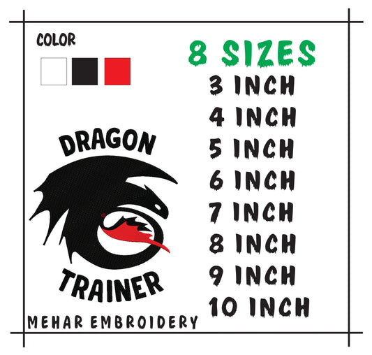 Dragon Trainer Embroidery Design, Night Fury Digital File, Toothless Embroidery Pattern