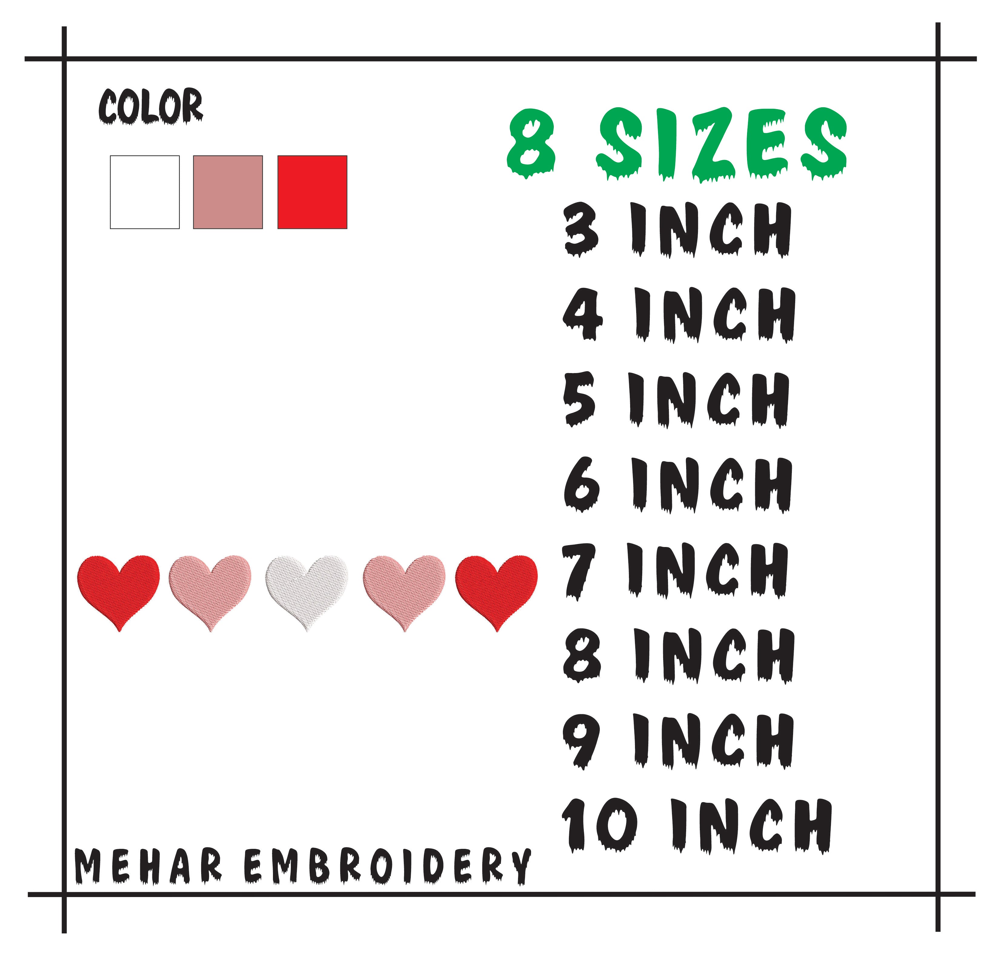 Rainbow Heart Row – Vibrant Valentine’s Day Embroidery Design