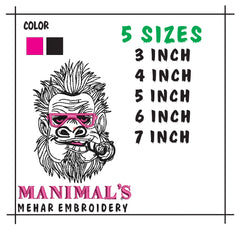 Biker Gorilla Embroidery Design, Motorcycle Ape Machine Embroidery File