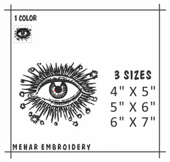 Evil Eye Embroidery Design, Mystic All Seeing Eye Machine File
