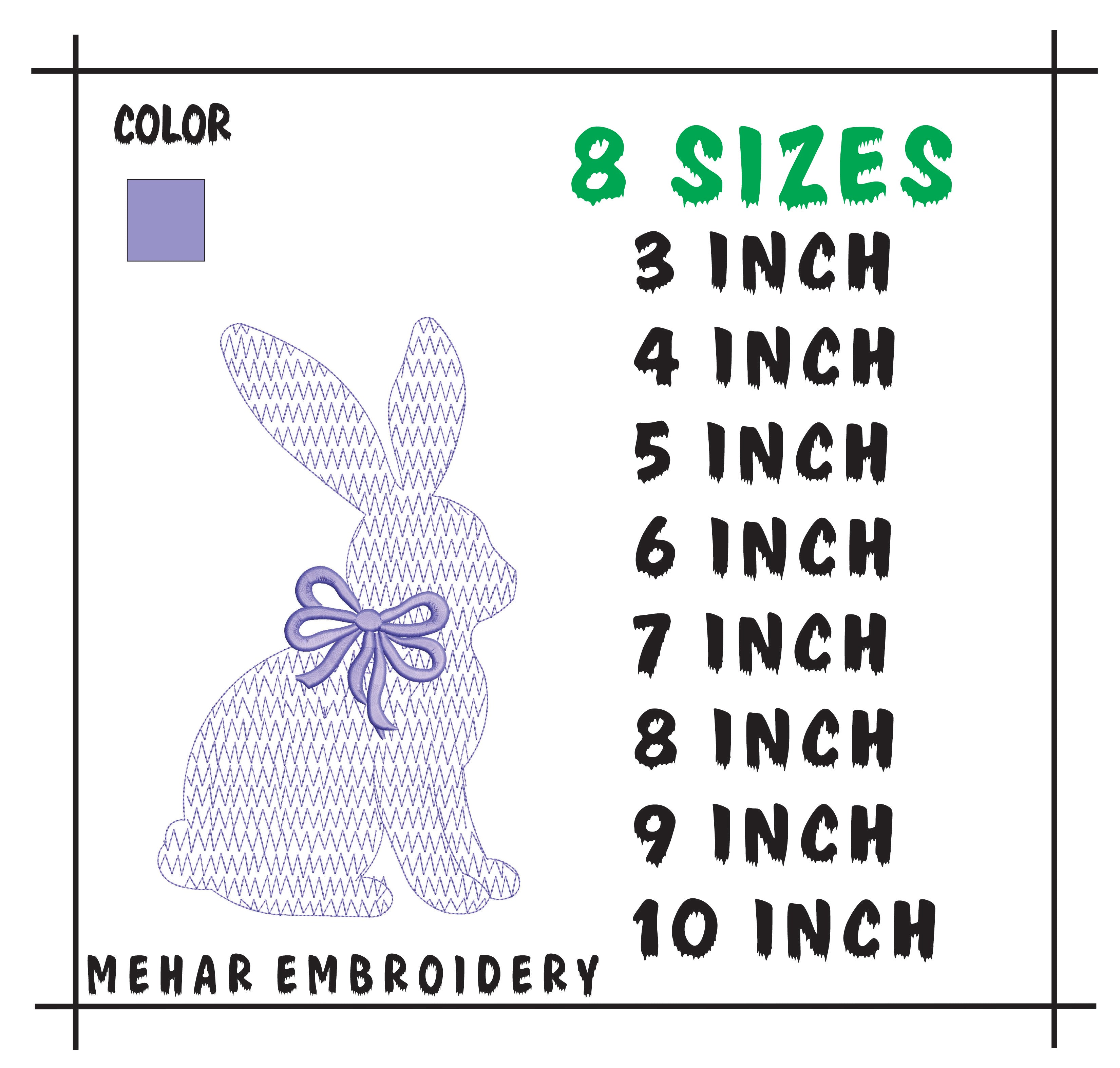 Easter Bunny Machine Embroidery Design | Chinoiserie Rabbit with Coquette Bow (Digital Download)