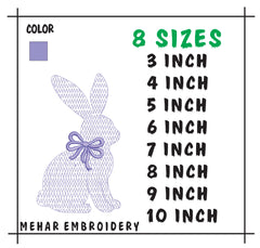 Easter Bunny Machine Embroidery Design | Chinoiserie Rabbit with Coquette Bow (Digital Download)