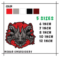 Cerberus Embroidery Design, Three Headed Dog Machine File