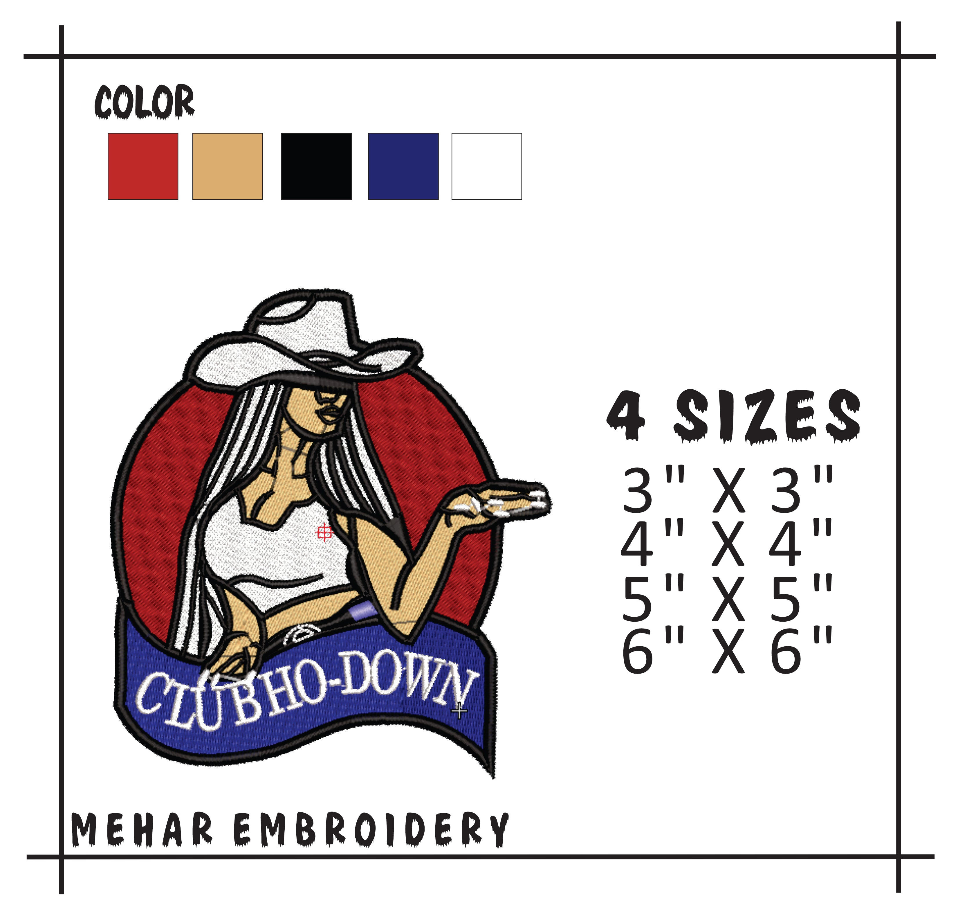 Cowgirl Club Ho-Down Embroidery, Sexy Western Girl Digital File