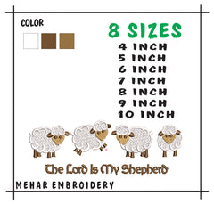 The Lord Is My Shepherd Embroidery, Christian Sheep Bible Verse Digital File