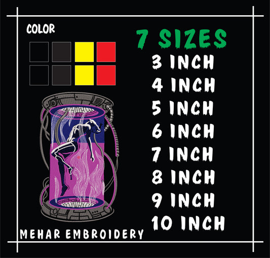 Sci-Fi Cyberpunk Android in Pod Machine Embroidery Design, Futuristic Robot Girl Embroidery File, 7 Sizes, 8 Formats