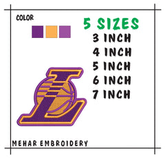 Los Angeles Lakers Basketball Machine Embroidery Design - 5 Sizes Included