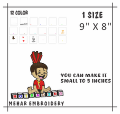 Urban Boy Cartoon Embroidery Design, 8 Sizes & 8 Formats