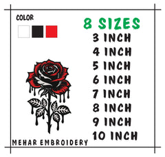 Gothic Dripping Rose Machine Embroidery Design: Floral Digital File (Instant Download)