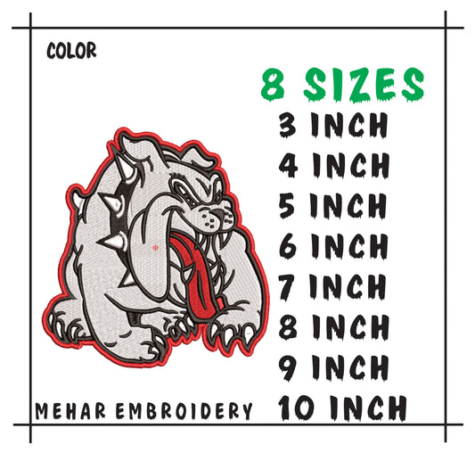 White Bulldog Embroidery Design, Bull Dog Mascot Digital File