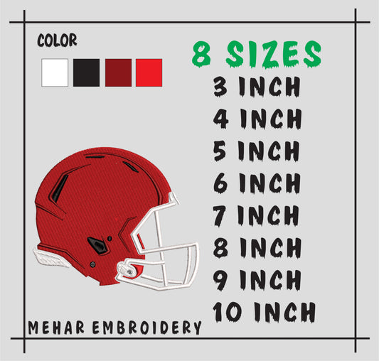Football Helmet Embroidery Design, Sports Machine Embroidery File