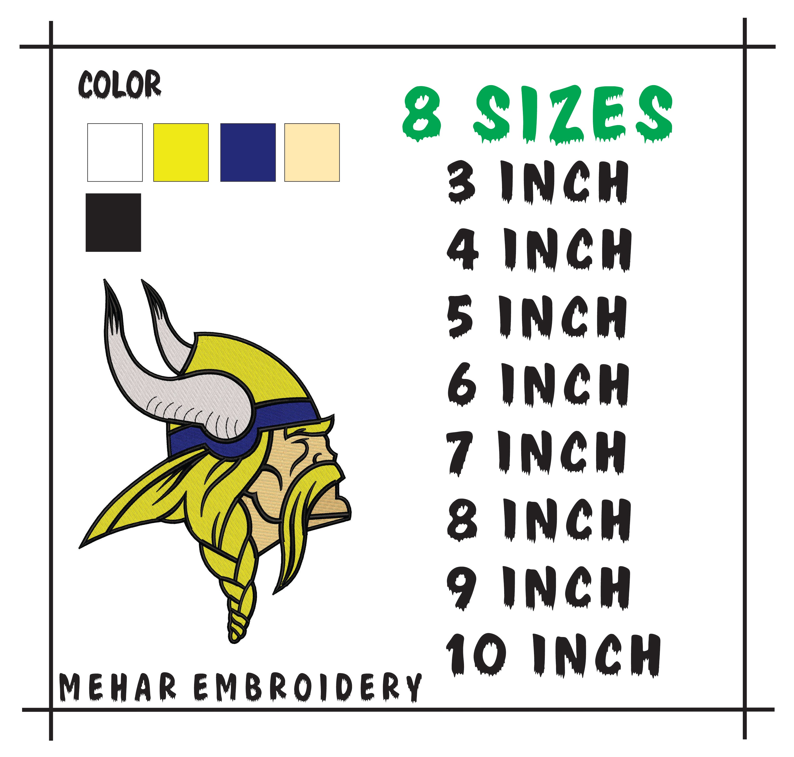 Viking Embroidery Design - Nordic Warrior Machine File - 8 Sizes 8 Formats