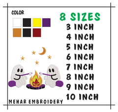 Ghost Campfire Embroidery Design, Spooky Halloween Machine File (Digital Download)