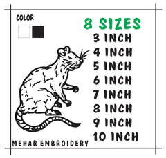 Rat Machine Embroidery Design, Rodent Line Art Embroidery File