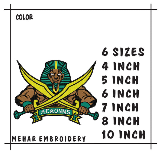 AEAONMS Egyptian Warrior Embroidery, Pharaoh Sword Design, Masonic Digital File