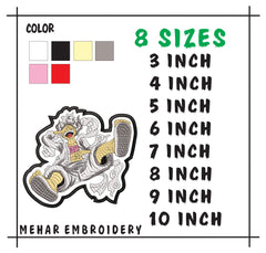 One Piece "Gear 5" Luffy Digital Embroidery Pattern