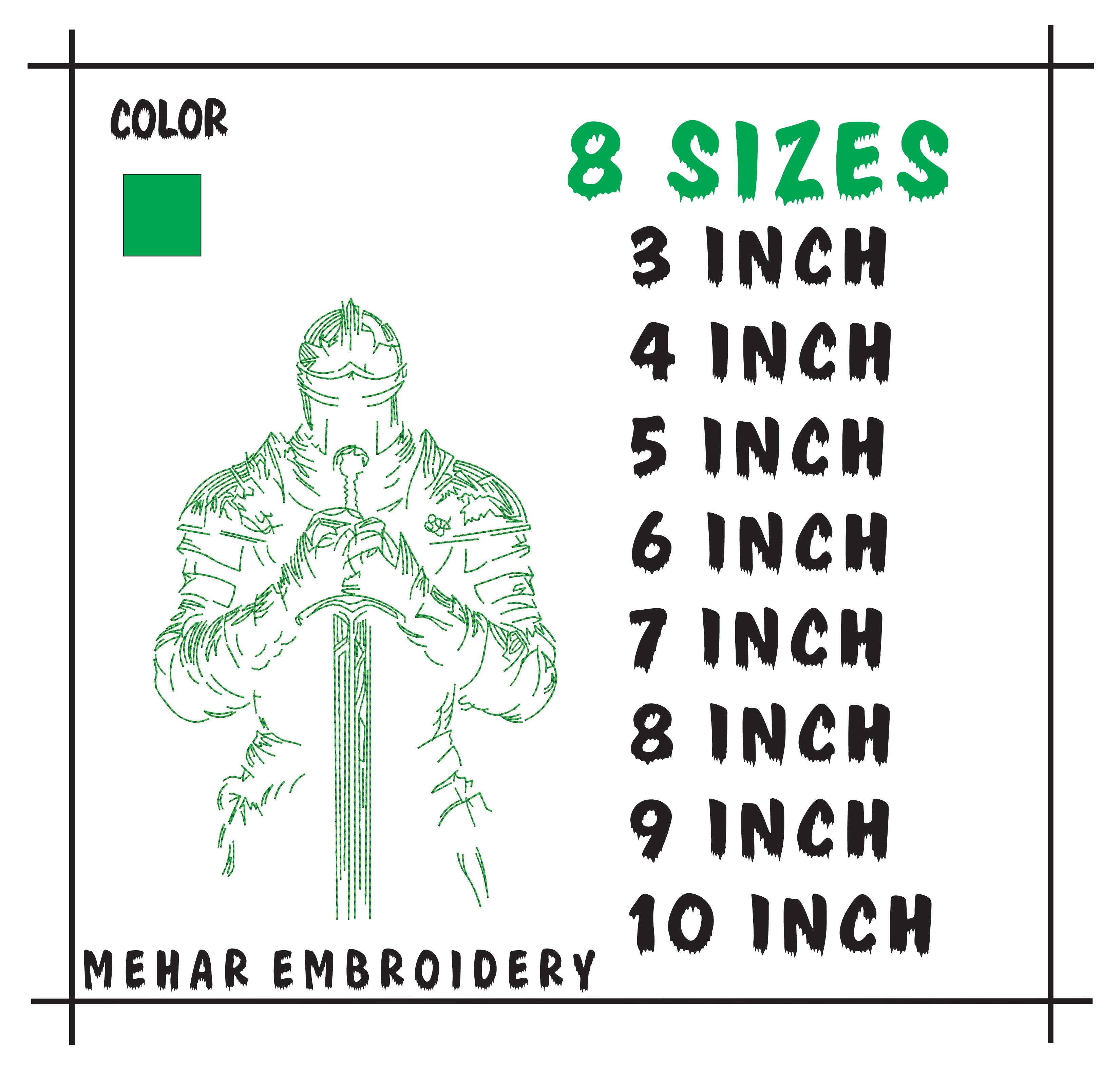 Majestic Knight Warrior Line Art Embroidery Design: Medieval Fighter Digital Pattern in All Formats.