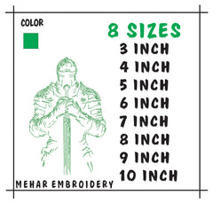 Majestic Knight Warrior Line Art Embroidery Design: Medieval Fighter Digital Pattern in All Formats.