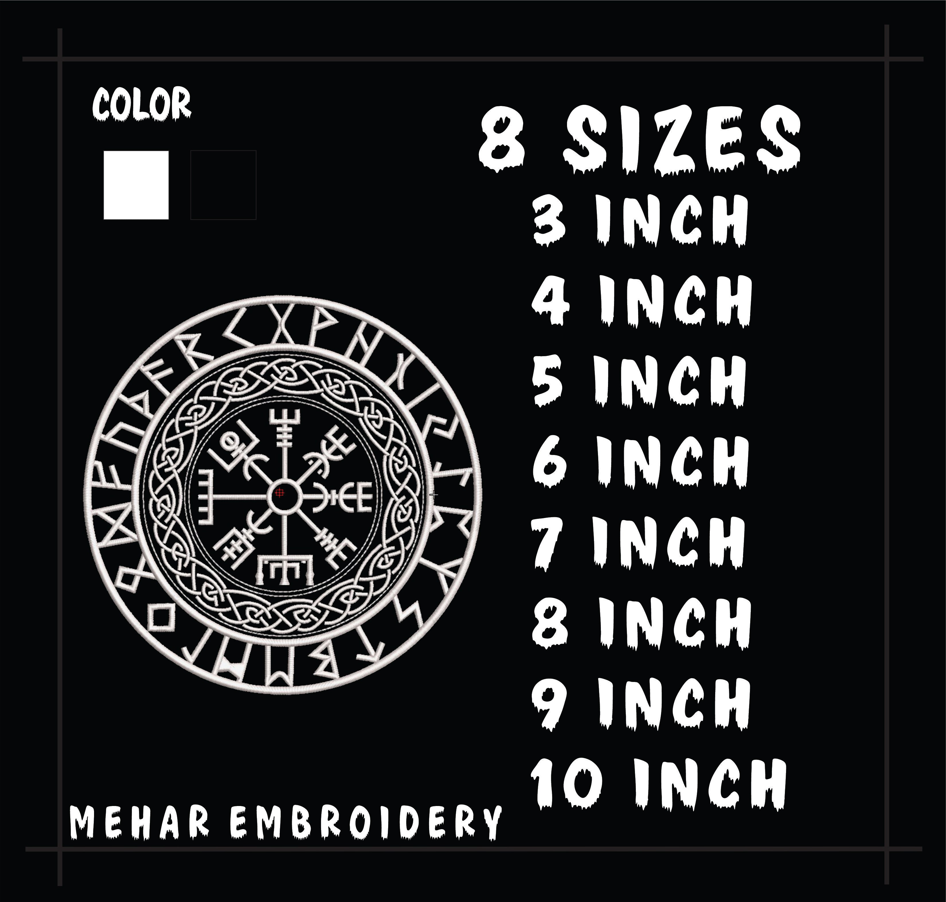 Viking Compass Vegvisir Embroidery, Norse Rune Machine Design