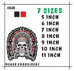 Native Skull Headdress Embroidery Design, Biker Skull Digital File