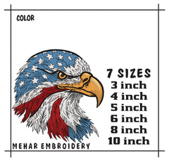 Patriotic American Eagle Embroidery, US Flag Bald Eagle Machine File