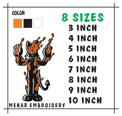 Flaming Demon Cat Cartoon Machine Embroidery Design