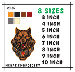 Howling Wolf Engine Embroidery Design – Biker Vest File (8 Sizes, 8 Formats) (Digital Download)