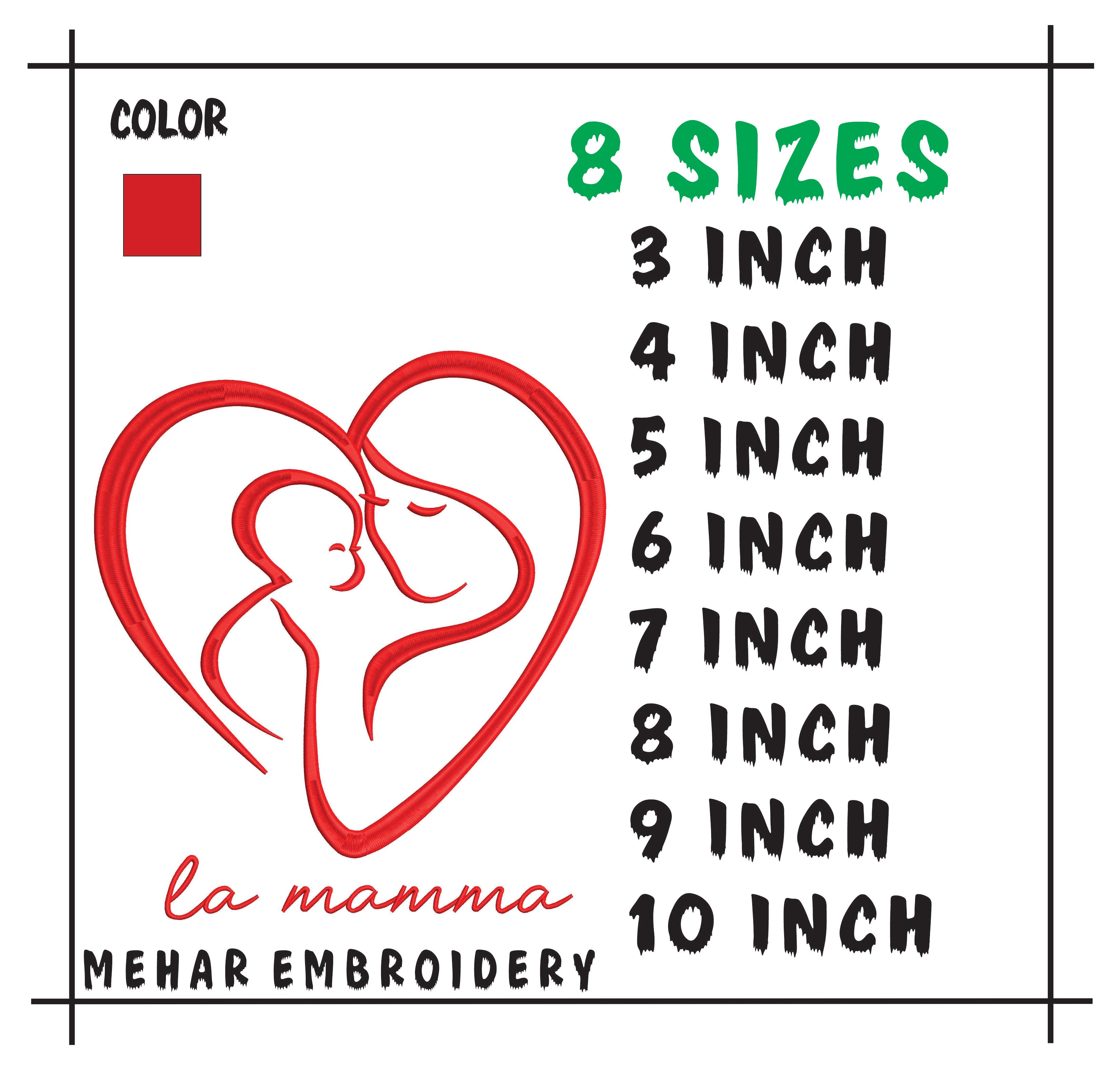 Mother and Baby Line Art Embroidery Design – Minimalist Heart Family (Digital Download)