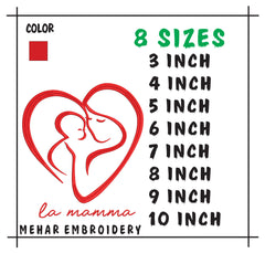 Mother and Baby Line Art Embroidery Design – Minimalist Heart Family (Digital Download)