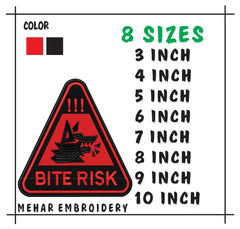 Bite Risk Wolf Warning Machine Embroidery Design – Triangle Patch Motif in 8 Sizes and Multiple Formats