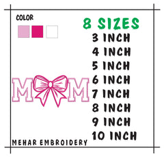 Coquette Bow "Mom" Embroidery Design – Girly Ribbon Machine File for Sweatshirts